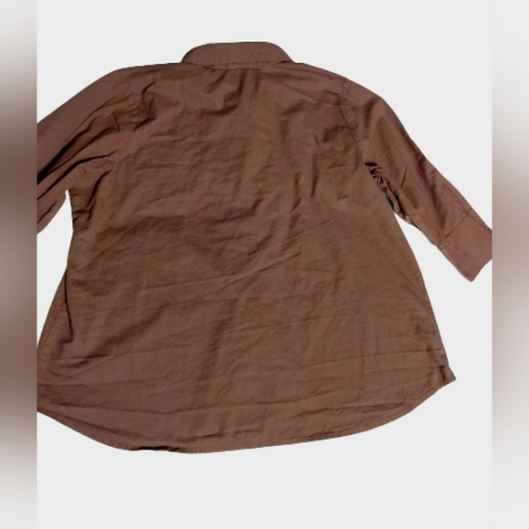 ⭐️5/$25 Brown Vtg Collections Etc Embroidered Fall Leaves Button Down 3/4 Sleeve - Picture 2 of 8